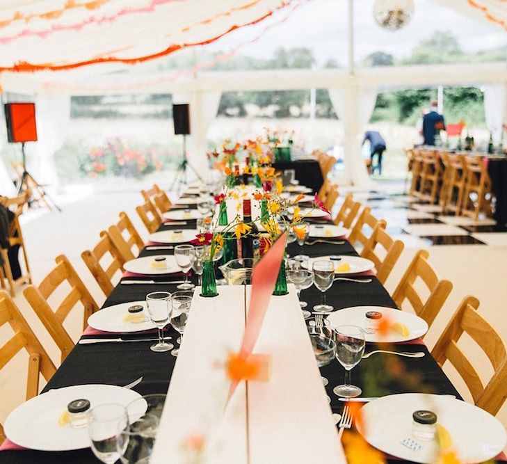 Marquee Wedding With Black And Orange Decor