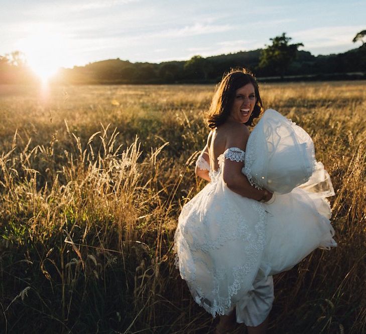 Pronovias Wedding Dress For A Marquee Wedding With Star Lanterns