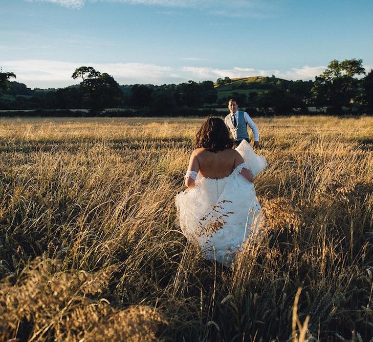 Pronovias Wedding Dress For A Marquee Wedding With Star Lanterns