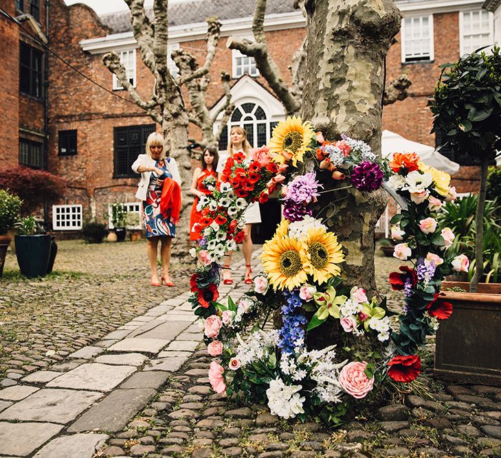 Wedding Peace Sign Made From Flowers