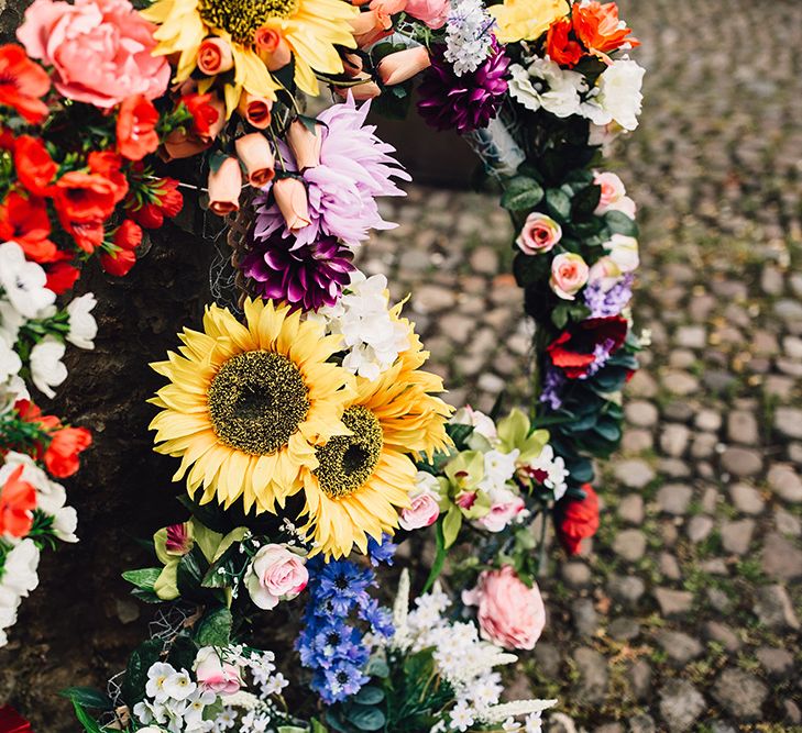 Wedding Peace Sign Made From Flowers