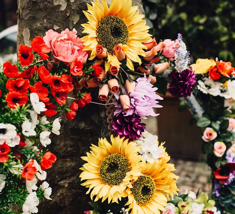 Wedding Peace Sign Made From Flowers