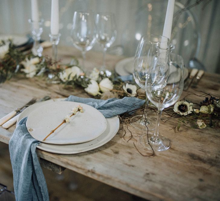 Place Setting | Powder Blue Spring Wedding Inspiration Styled by The Little Lending Co | Megan Duffield Photography