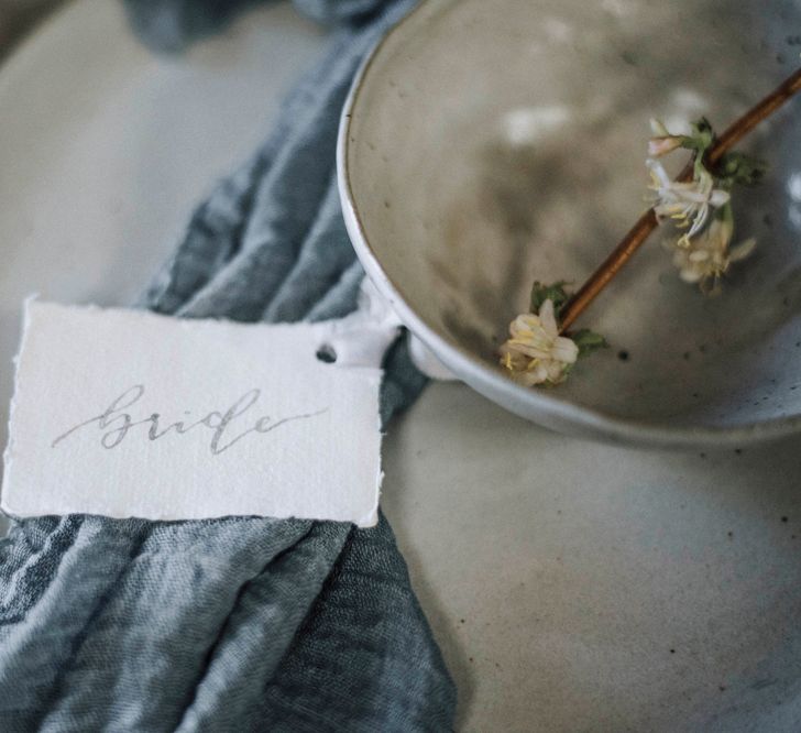 Wonderland Invites Place Setting Card | Powder Blue Spring Wedding Inspiration Styled by The Little Lending Co | Megan Duffield Photography