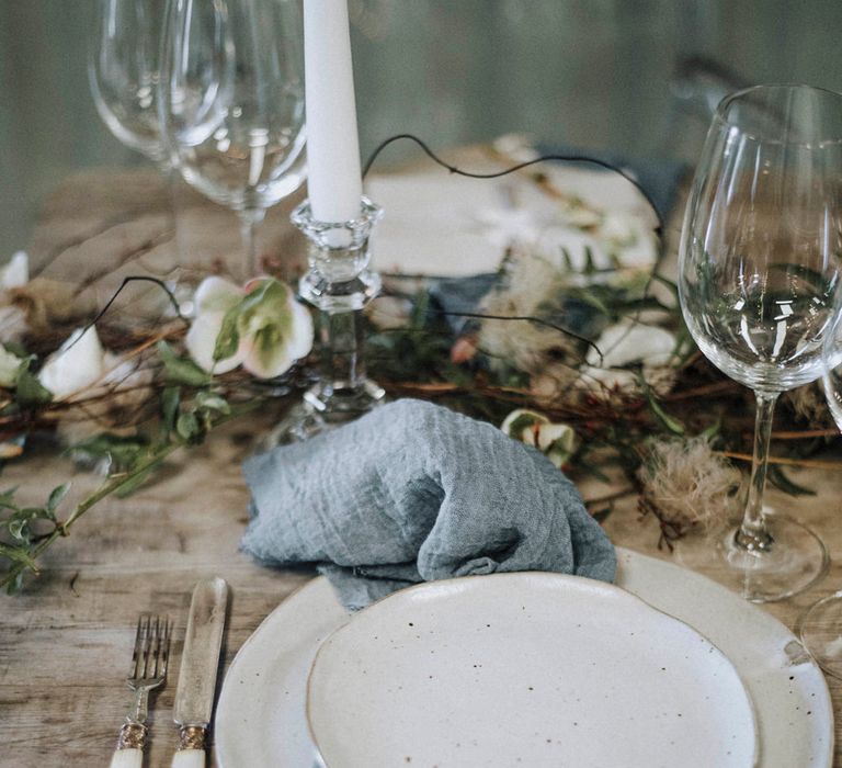 Elegant Place Setting | Powder Blue Spring Wedding Inspiration Styled by The Little Lending Co | Megan Duffield Photography