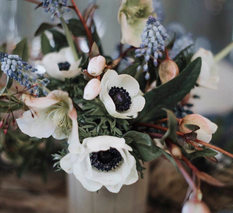 Anemone Floral Centrepiece | Powder Blue Spring Wedding Inspiration Styled by The Little Lending Co | Megan Duffield Photography