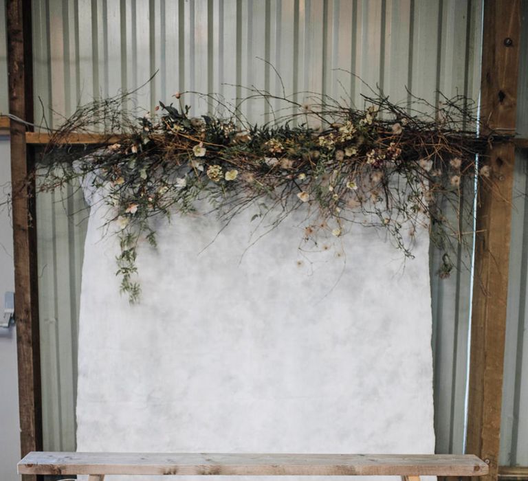 Spring Flower Installation by Bracken & Twine Flowers | Powder Blue Spring Wedding Inspiration Styled by The Little Lending Co | Megan Duffield Photography