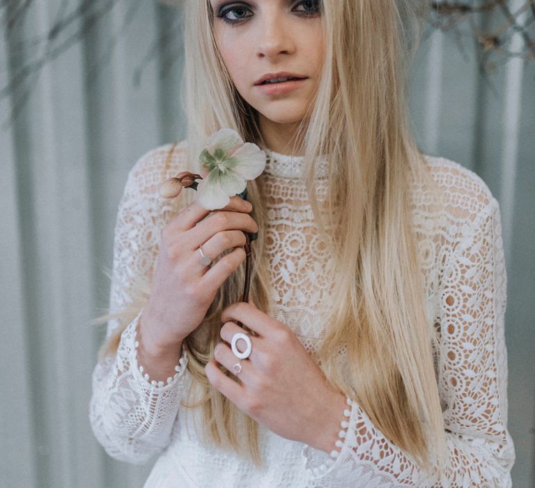 Smokey Eye Bridal Make Up | Rembo Gown via Rock The Frock Bridal | Powder Blue Spring Wedding Inspiration Styled by The Little Lending Co | Megan Duffield Photography