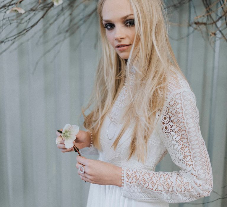 Smokey Eye Bridal Make Up | Rembo Gown via Rock The Frock Bridal | Powder Blue Spring Wedding Inspiration Styled by The Little Lending Co | Megan Duffield Photography