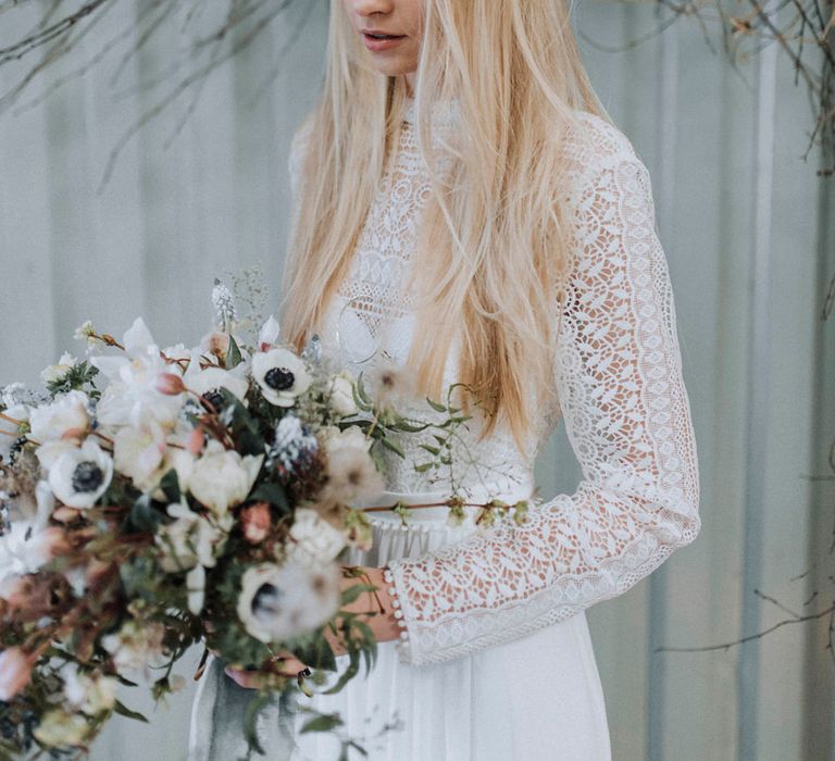 Smokey Eye Bridal Make Up | Rembo Gown via Rock The Frock Bridal | Powder Blue Spring Wedding Inspiration Styled by The Little Lending Co | Megan Duffield Photography