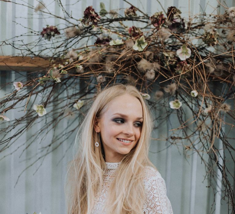 Smokey Eye Bridal Make Up | Rembo Gown via Rock The Frock Bridal | Powder Blue Spring Wedding Inspiration Styled by The Little Lending Co | Megan Duffield Photography