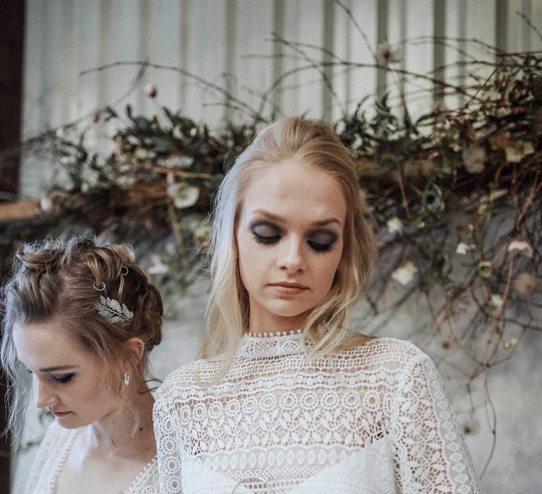 Brides in Rembo Gowns from Rock the Frock Bridal | Powder Blue Spring Wedding Inspiration Styled by The Little Lending Co | Megan Duffield Photography