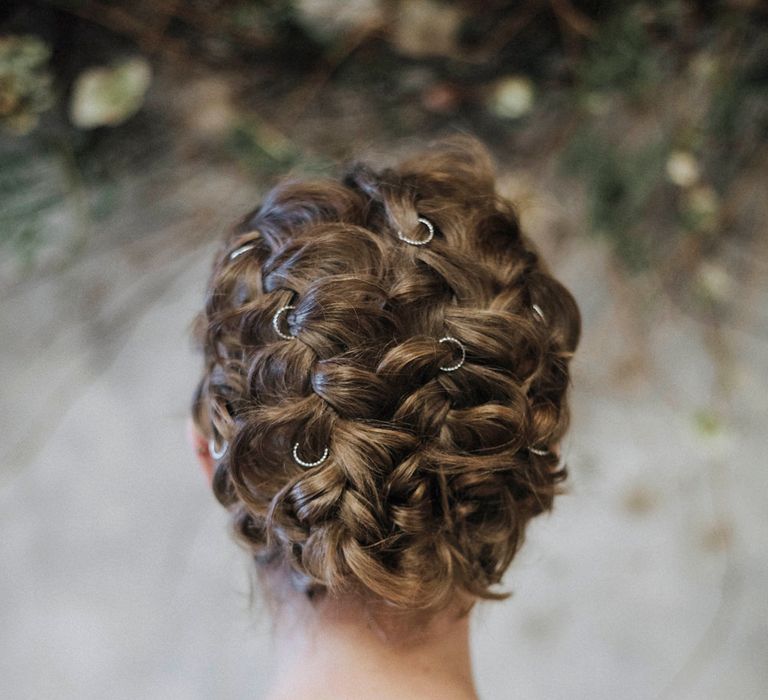 Twisted Bridal Up Do | Bride in Rembo Gown from Rock the Frock Bridal | Powder Blue Spring Wedding Inspiration Styled by The Little Lending Co | Megan Duffield Photography