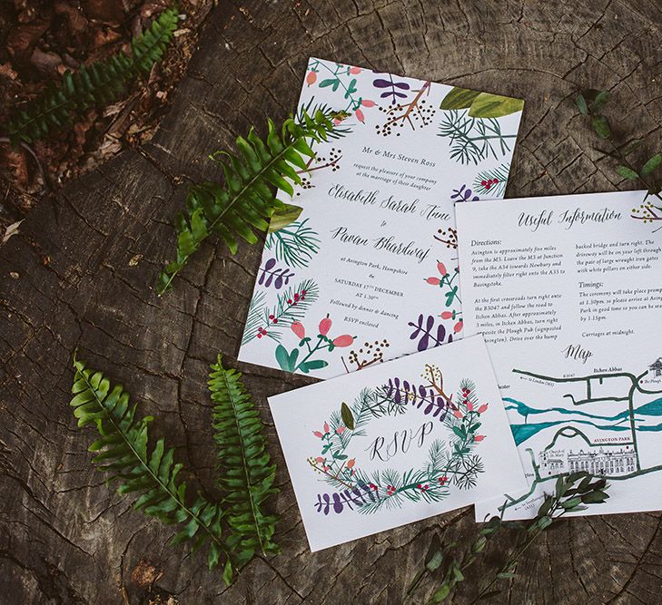 Botanical Stationery Suite On Recycled Paper With Vegetable Based Inks | Image by Sarah London Photography | Having A Eco Friendly Wedding