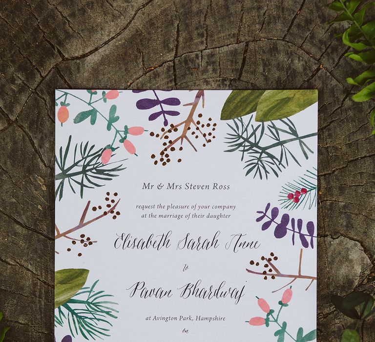 Botanical Stationery Suite On Recycled Paper With Vegetable Based Inks | Image by Sarah London Photography | Having A Eco Friendly Wedding