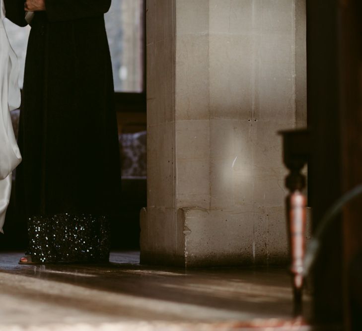 Elegant Winter Wedding At Huntsham Court Devon With Bride In Bespoke Gown & High Necked Cashmere Jumper With Images By Millar Cole Photography