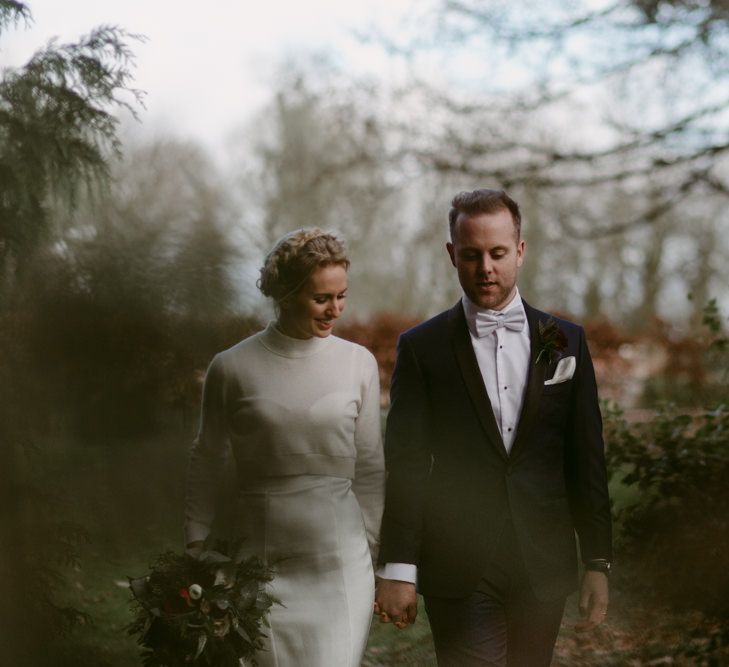 Elegant Winter Wedding At Huntsham Court Devon With Bride In Bespoke Gown & High Necked Cashmere Jumper With Images By Millar Cole Photography