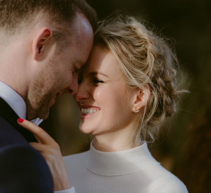 Elegant Winter Wedding At Huntsham Court Devon With Bride In Bespoke Gown & High Necked Cashmere Jumper With Images By Millar Cole Photography