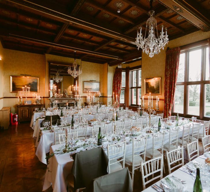 Elegant Winter Wedding At Huntsham Court Devon With Bride In Bespoke Gown & High Necked Cashmere Jumper With Images By Millar Cole Photography