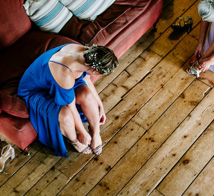 Bridesmaids in Blue ReWritten Dress | Colourful Coastal Wedding at The Gallivant in Camber Sands with DIY Decor | Epic Love Story Photography