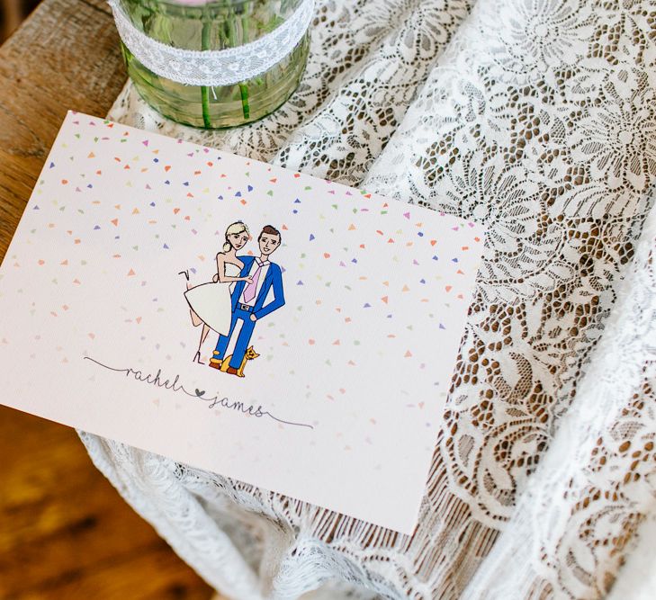 Illustrated Wedding Stationery | Colourful Coastal Wedding at The Gallivant in Camber Sands with DIY Decor | Epic Love Story Photography