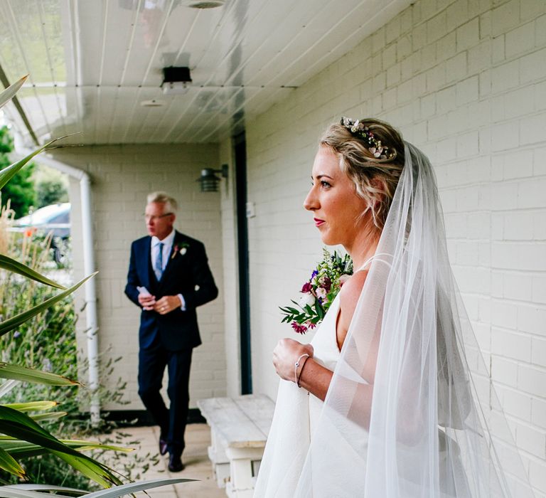 Bridal Entrance in Jesus Peiro Wedding Dress | Colourful Coastal Wedding at The Gallivant in Camber Sands with DIY Decor | Epic Love Story Photography