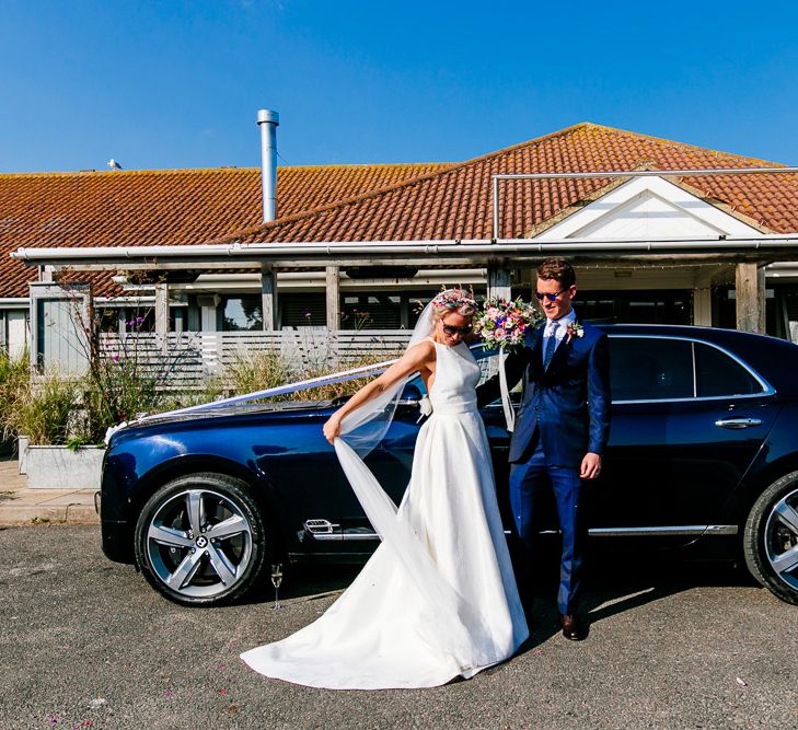 Bride in Jesus Peiro Wedding Dress | Colourful Coastal Wedding at The Gallivant in Camber Sands with DIY Decor | Epic Love Story Photography