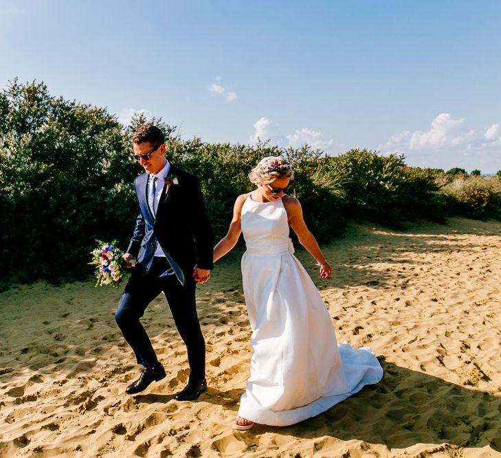 Beach Portrait | Bride in Jesus Peiro Wedding Dress | Colourful Coastal Wedding at The Gallivant in Camber Sands with DIY Decor | Epic Love Story Photography