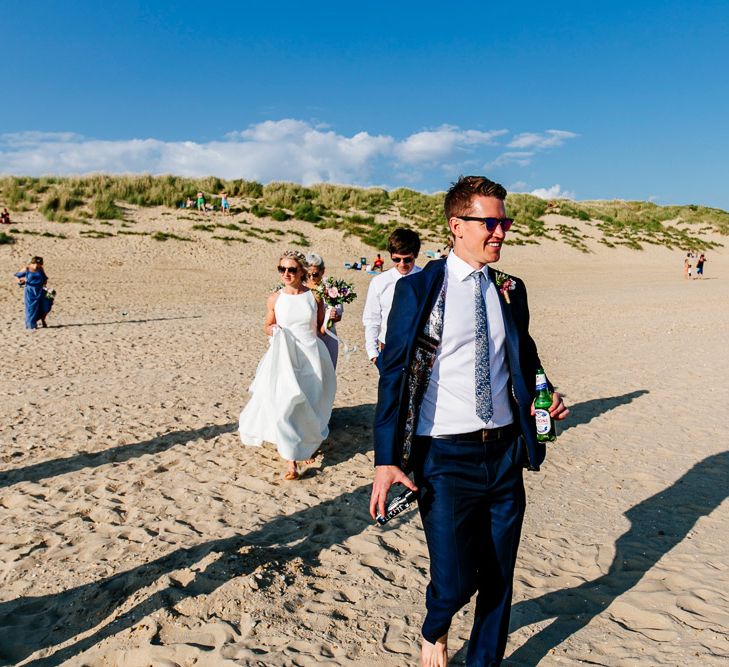 Groom in Navy Ted Baker Suit | Colourful Coastal Wedding at The Gallivant in Camber Sands with DIY Decor | Epic Love Story Photography