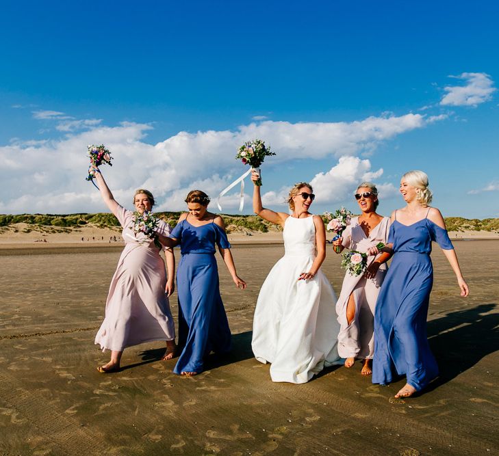 Bridesmaids in ReWritten Dresses | Bride in Jesus Peiro Gown | Colourful Coastal Wedding at The Gallivant in Camber Sands with DIY Decor | Epic Love Story Photography