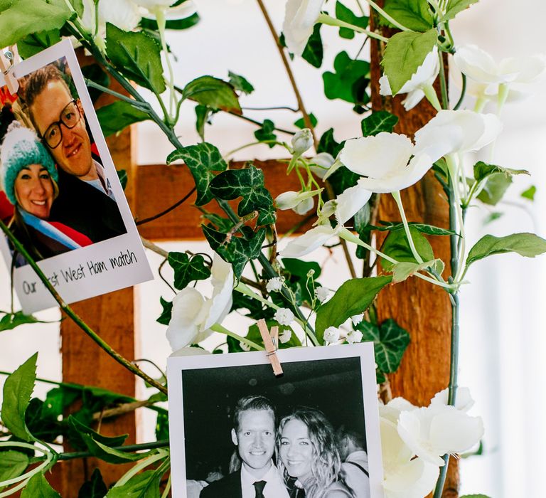 Polaroid Pictures on Trellis | Colourful Coastal Wedding at The Gallivant in Camber Sands with DIY Decor | Epic Love Story Photography