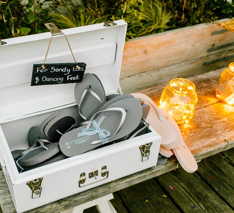 Flip Flops | Colourful Coastal Wedding at The Gallivant in Camber Sands with DIY Decor | Epic Love Story Photography