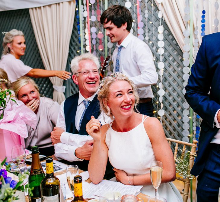 Bride in Jesus Peiro Gown | Groom in Navy Ted Baker Suit | Colourful Coastal Wedding at The Gallivant in Camber Sands with DIY Decor | Epic Love Story Photography