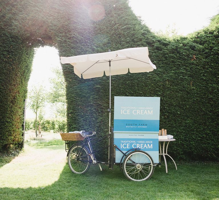 Ice Cream Cart For Wedding // South Farm Wedding Planned & Styled By Mirabella Weddings With Bride In Pronovias And Florals By Lily And May With Images From Photography By Bea