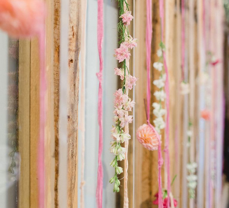 Ribbon Backdrop For Top Table At Wedding // South Farm Wedding Planned & Styled By Mirabella Weddings With Bride In Pronovias And Florals By Lily And May With Images From Photography By Bea