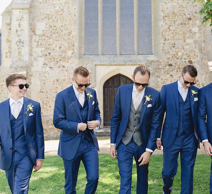 Groom & Groomsmen In Navy Suits // South Farm Wedding Planned & Styled By Mirabella Weddings With Bride In Pronovias And Florals By Lily And May With Images From Photography By Bea