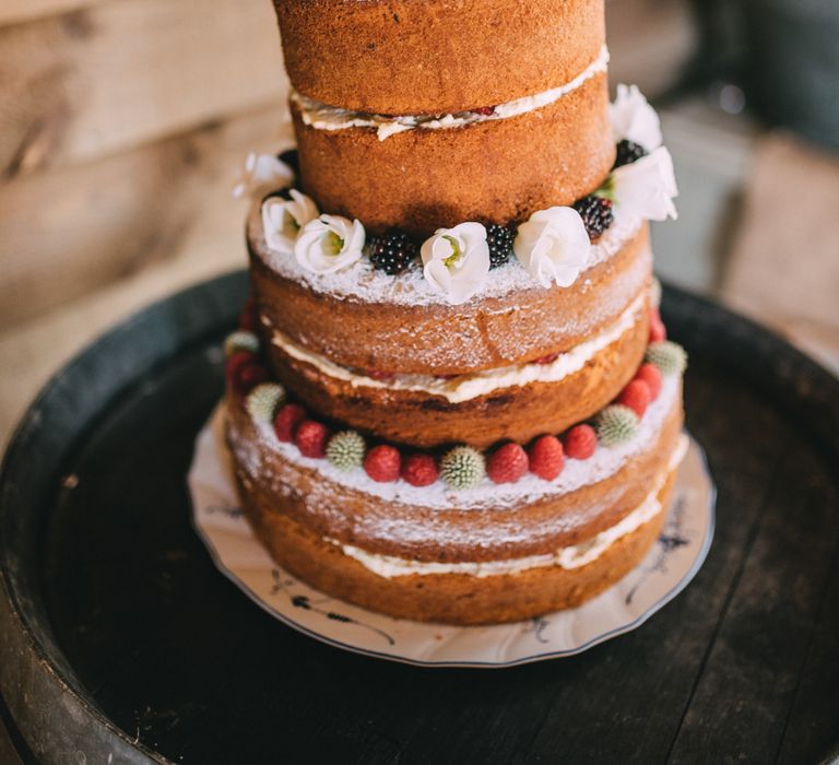 Three Tier Naked Wedding Cake