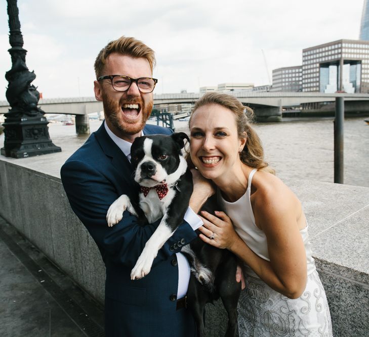 Bride, Groom & Pet Dog | Bright Wedding at The Oyster Shed in London | Chris Barber Photography