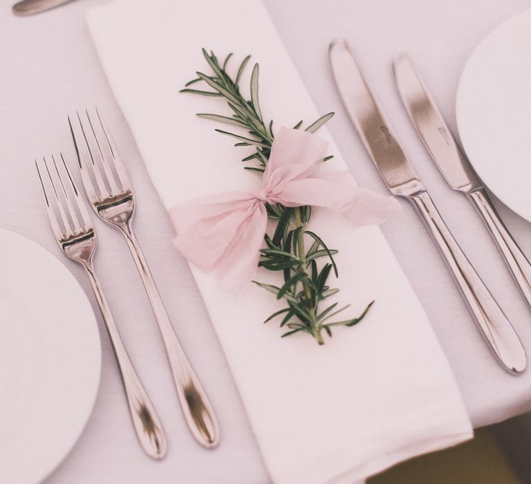 Place Setting With Foliage & Ribbon