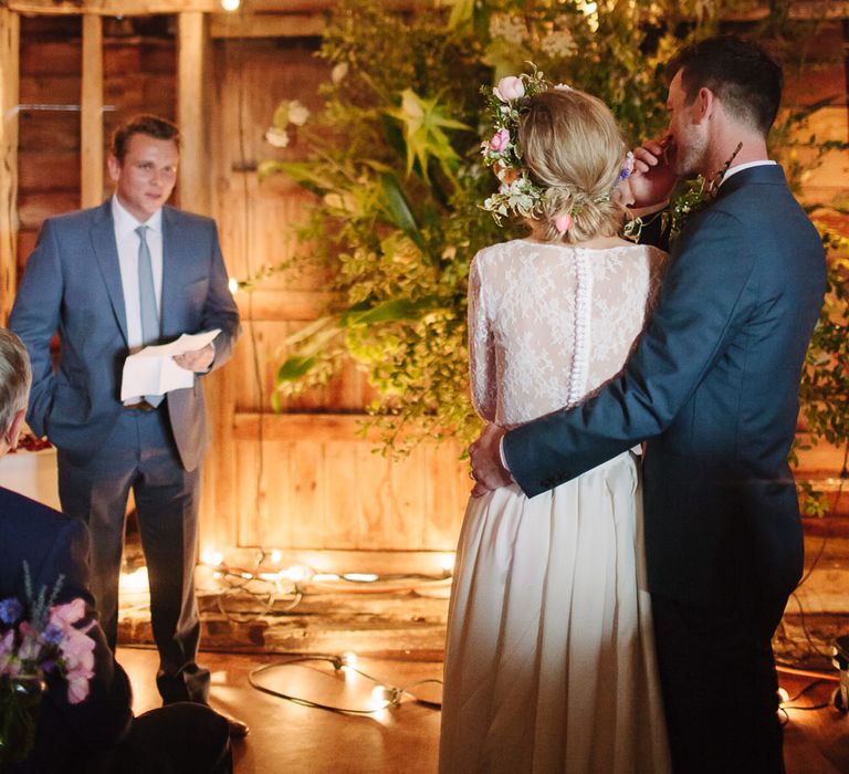 Wedding Ceremony at Rustic Wedding at The Great Barn Rolvenden in Kent