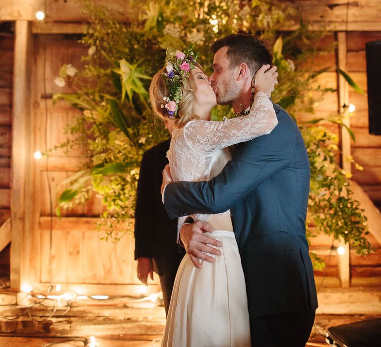 Wedding Ceremony at Rustic Wedding at The Great Barn Rolvenden in Kent