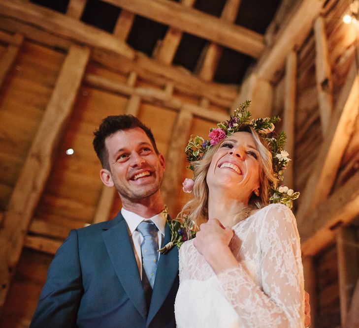 Wedding Ceremony at Rustic Wedding at The Great Barn Rolvenden in Kent