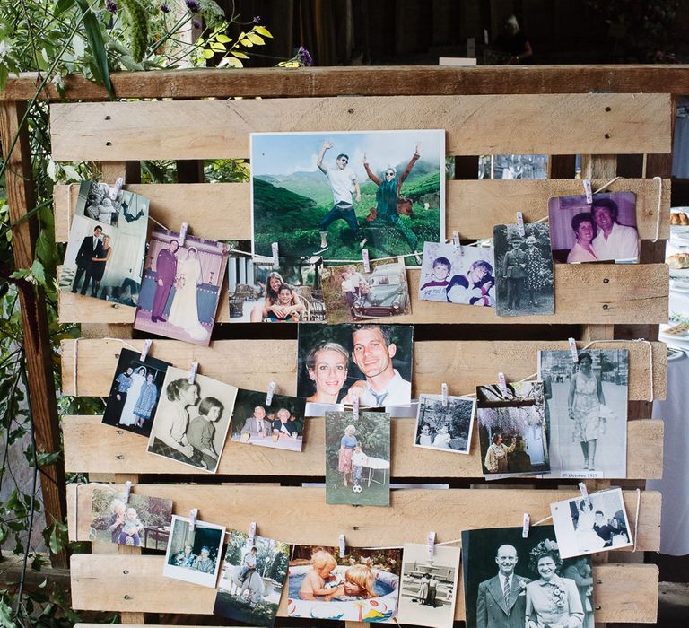 Wooden Palette & Polaroid Picture Wedding Decor