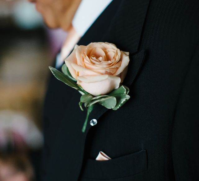 Peach Rose Buttonhole