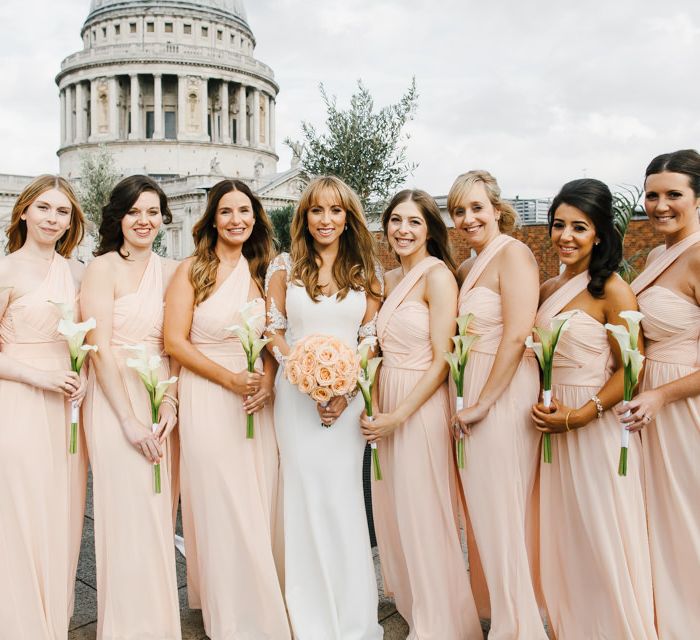 Bridesmaids in Peach Dresses from ASOS