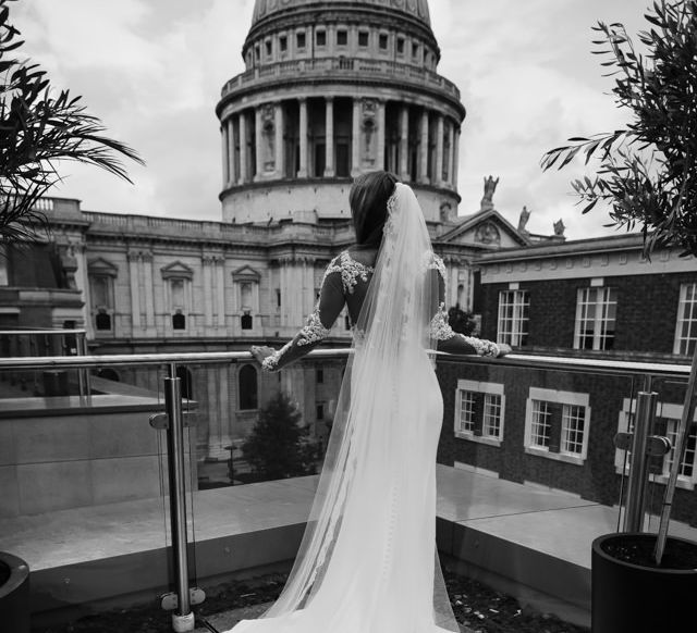 Bride in Martina Liana from Essense of Australia Bridal Gown