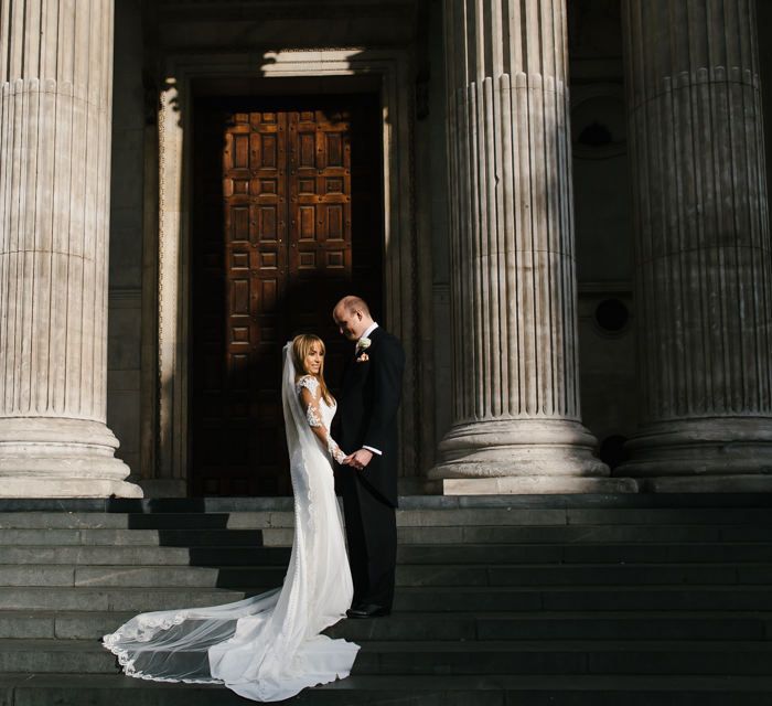 Bride in Martina Liana from Essense of Australia Bridal Gown