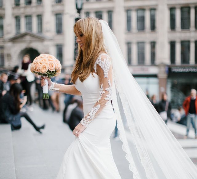 Bride in Martina Liana from Essense of Australia Bridal Gown