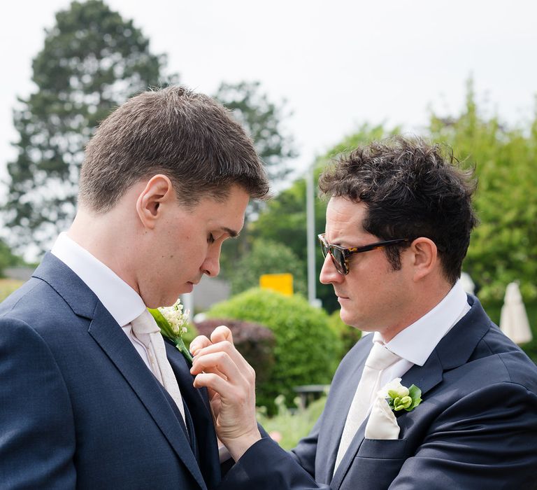 Groomsmen in Navy Reiss Suits | Turner & Moss Photography