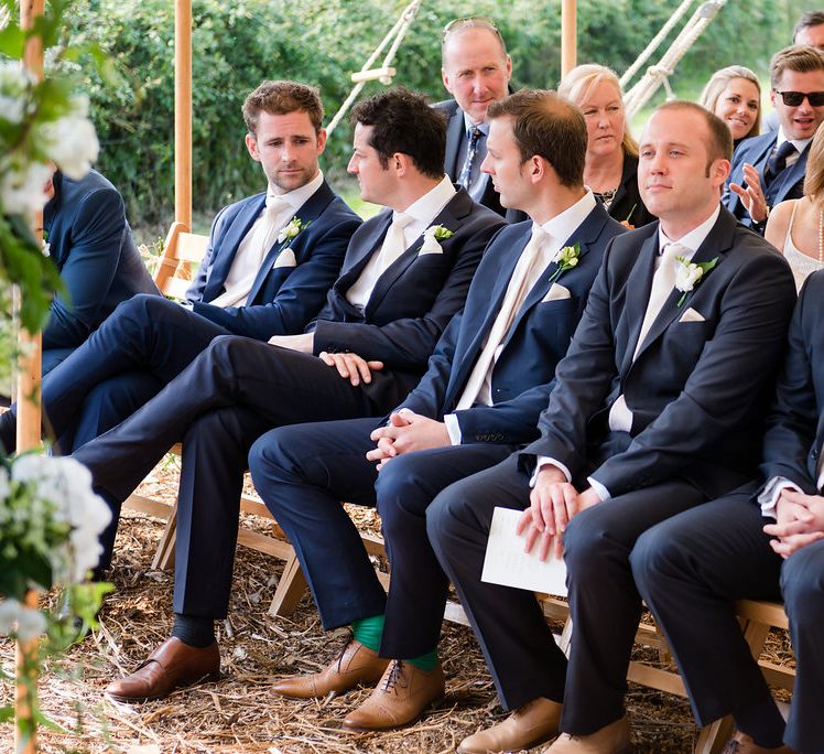 Groomsmen in Navy Reiss Wedding Suits | Turner & Moss Photography